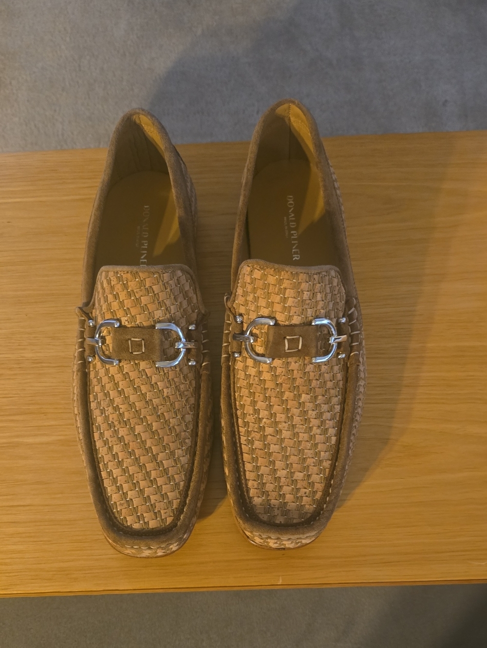 Donald J. Pliner Woven Tan Leather Bit Loafers